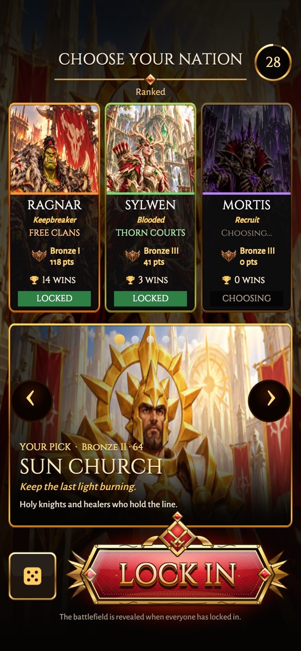Choose your nation screen